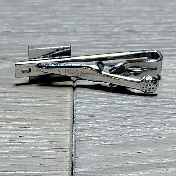 SWANK Vintage Monogrammed "F" Tie Bar Clip - Picture 2 of 3